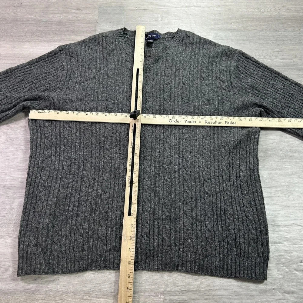 J.Crew Sweater Mens Large Gray Lambswool Blend Cable Knit Crewneck Pullover